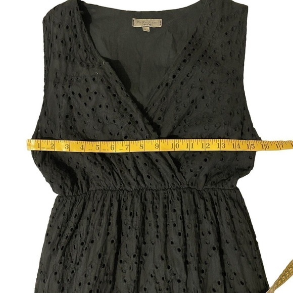 Le Ragazze Made in Italy Black Scalloped Eyelet Midi Dress Large Fully L… - Picture 4 of 8